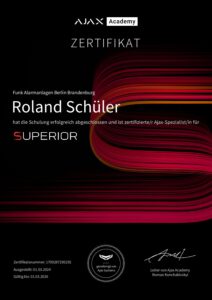 AJAX Superior Zertifikat 2024 - Ajax Alarmanlagen Berlin Brandenburg AJAX Superior Zertifikat 2024 - Ajax Alarmanlagen Berlin Brandenburg